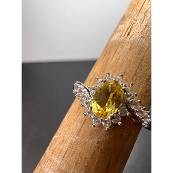 NEW Sunfire beryl and zircon ring in platinum over sterling silver size 6 - Picture 7 of 11